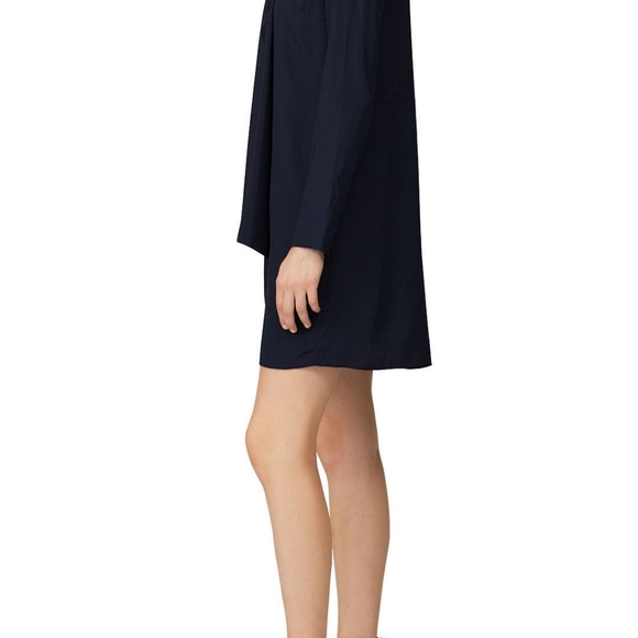 Tibi Navy Neck Tie Retro 100% Silk Shift Dress - Picture 2 of 8